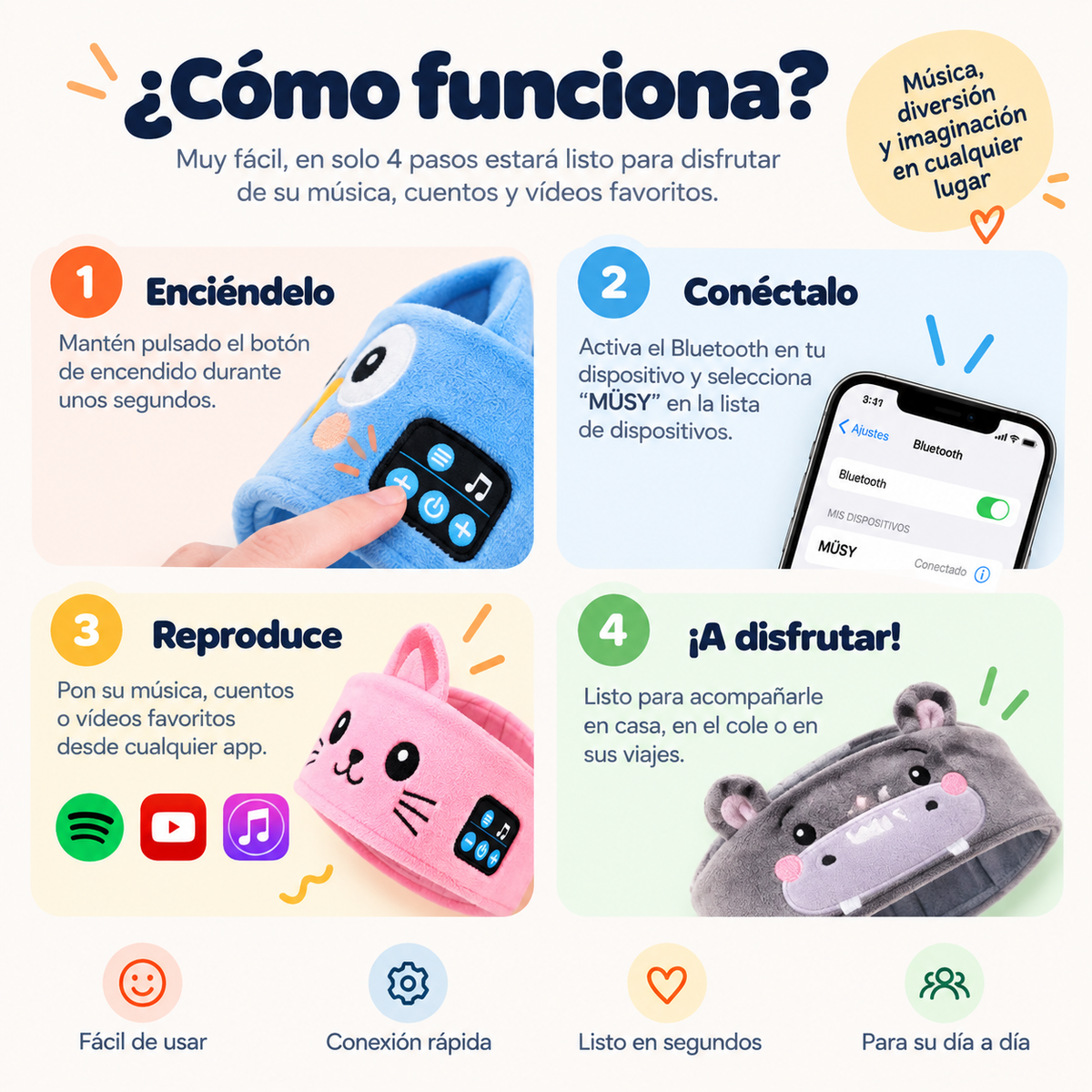 Diadema Bluetooth de Niños para Dormir